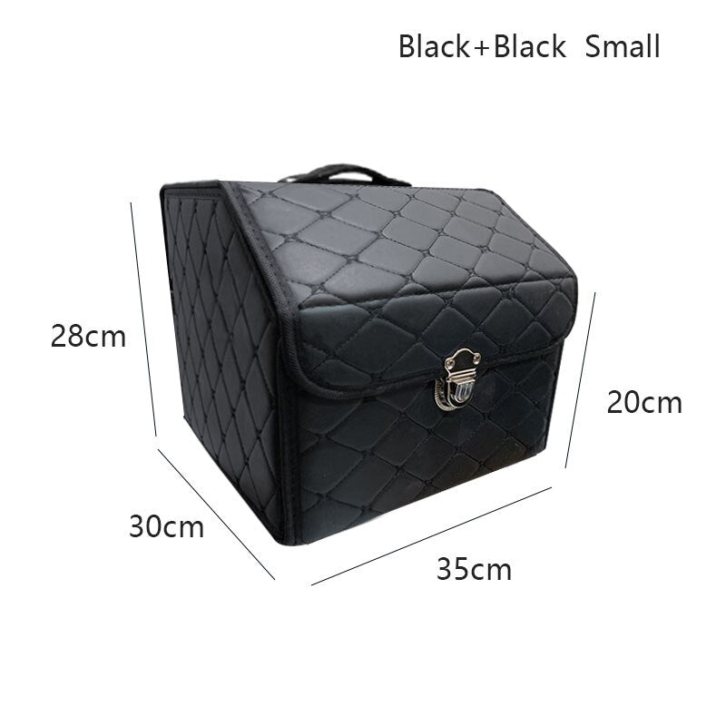 AUTOROWN PU Leather Trunk Organizer Box for Shopping Camping Picnic Home Garage Storage Bag Auto Interior Accessories S/M/L