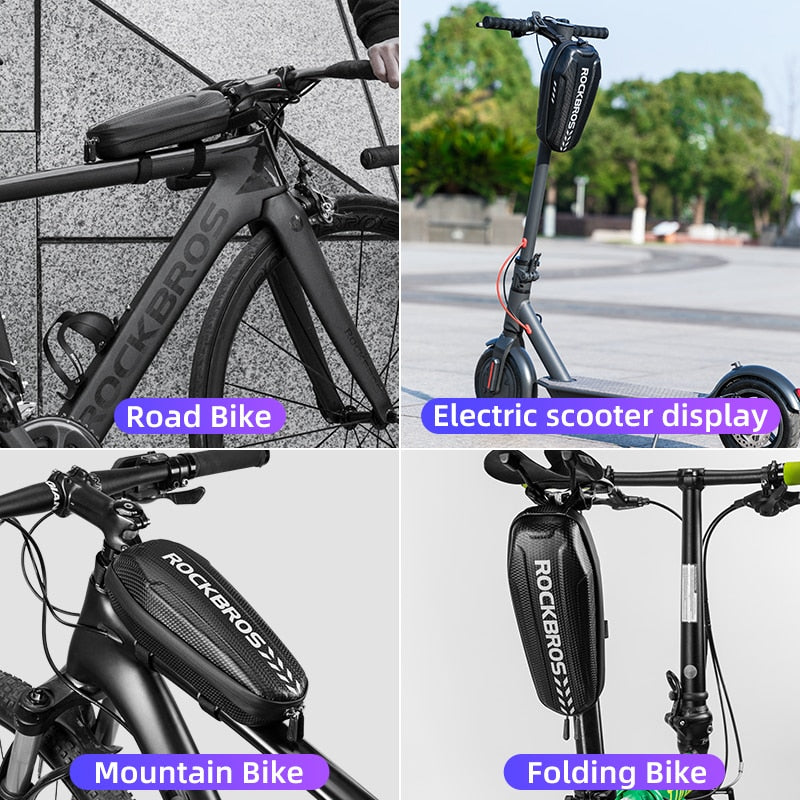 Bolsa colgante para patinete con marco frontal de carcasa dura ROCKBROS, bolsa plegable impermeable para bicicleta de montaña o carretera, bolsa para bicicleta eléctrica multifuncional