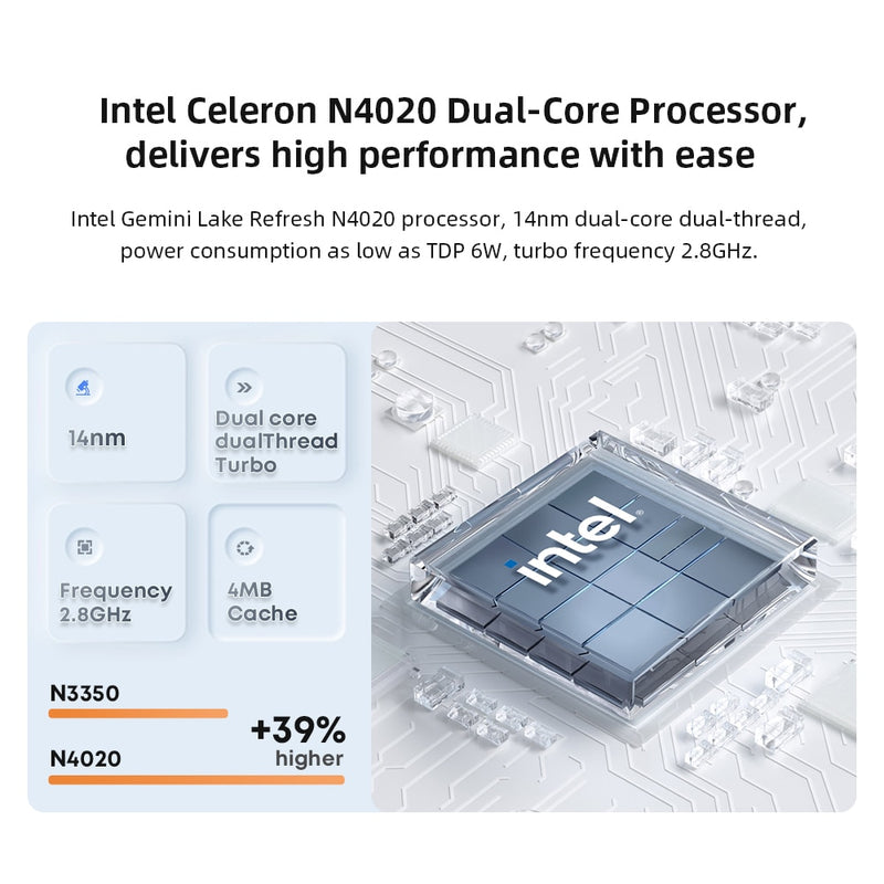CHUWI HeroBook Air 11,6" HD Display Intel Celeron N4020 Dual Core LPDDR4 4 GB 128 GB SSD Windows 10 Laptop mit Tastatur in voller Größe