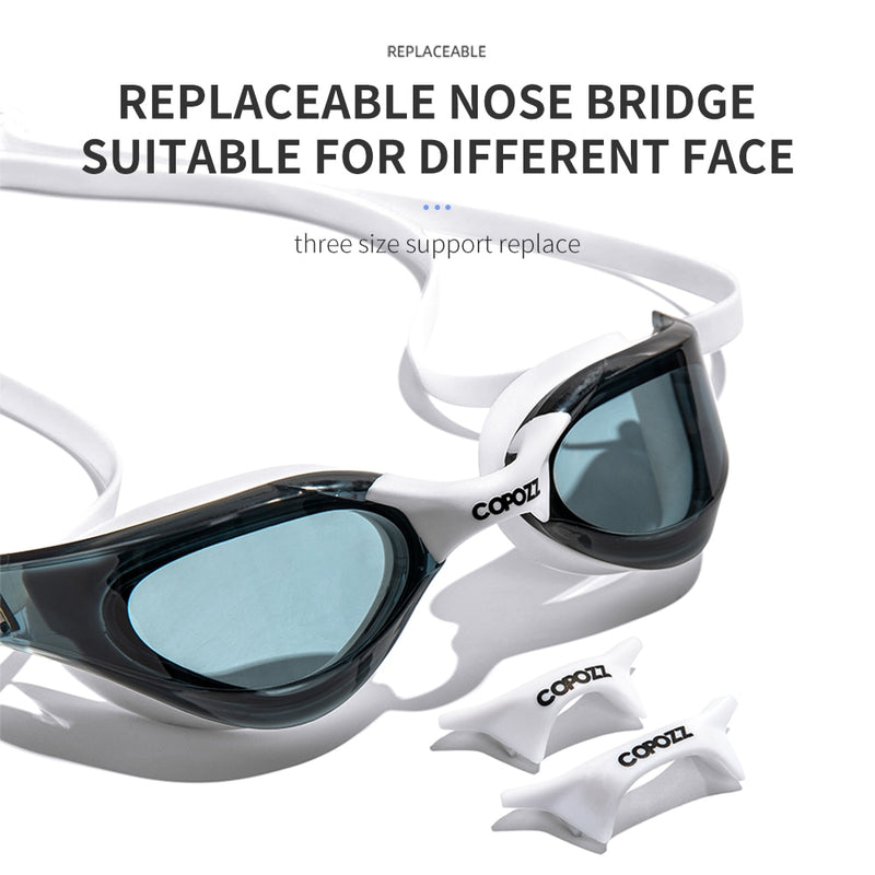 COPOZZ profesional impermeable chapado claro doble antivaho gafas de natación Anti-UV hombres mujeres gafas de natación con estuche