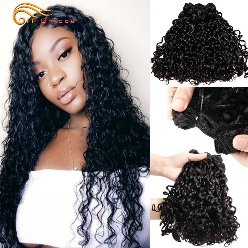 Brazilian Pixie Curls Human Hair Weave Bundles Hair Extensions Ombre Bundles With Closure 1B/30 Remy Hair Bundles With Closure