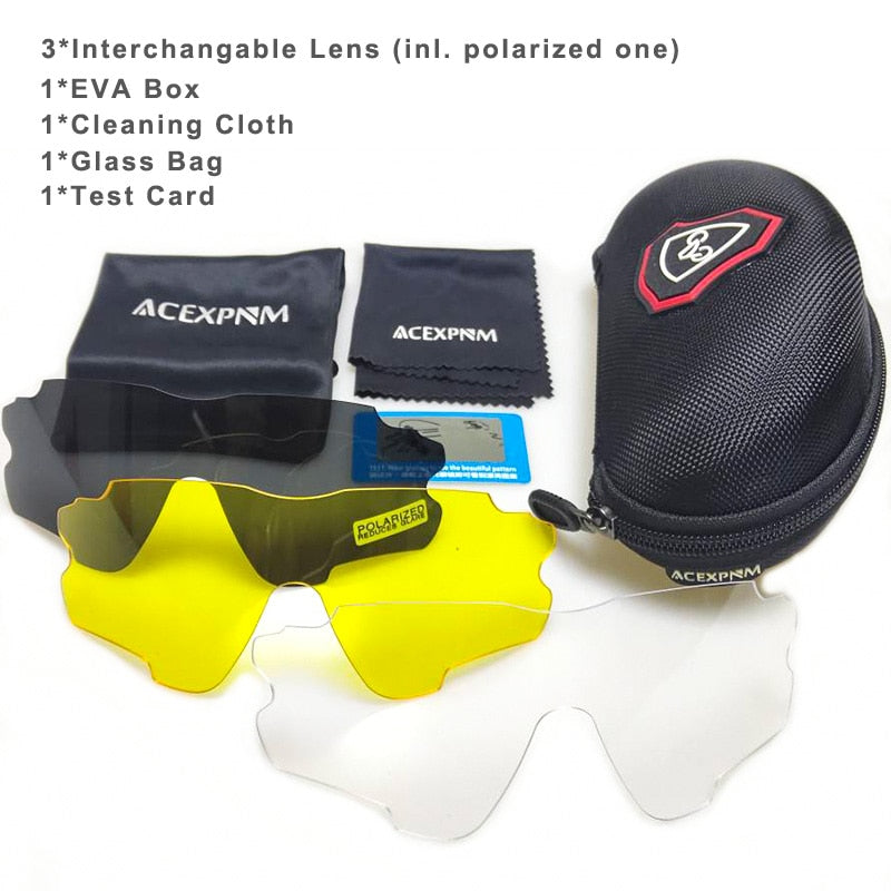 ACEXPNM Polarisierte Mountainbike Fahrradbrille Outdoor Sports Fahrradbrille UV400 4 Linsen Fahrradbrille Herren Damen Sonnenbrille