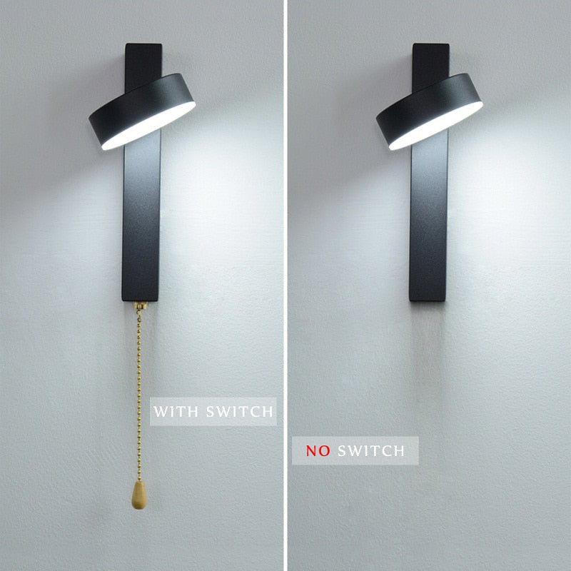 LED Wall Lamp with Switch 7W/9W Nordic Modern wall light bedroom living room  aisle study reading sconces black and white