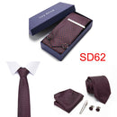 Gift Box 38 styles Tie Set Hanky Cufflinks With Gift Box Jacquard Woven Neckties Set For Men Wedding Party Lots of  accessories