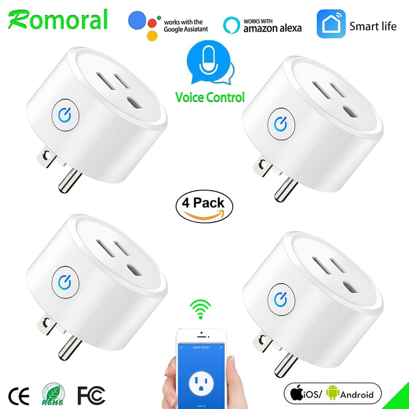 Smart Plug WiFi Mini Socket Smart Outlet, Work with Alexa and Google Home, No Hub Required, Remote Control your Devices