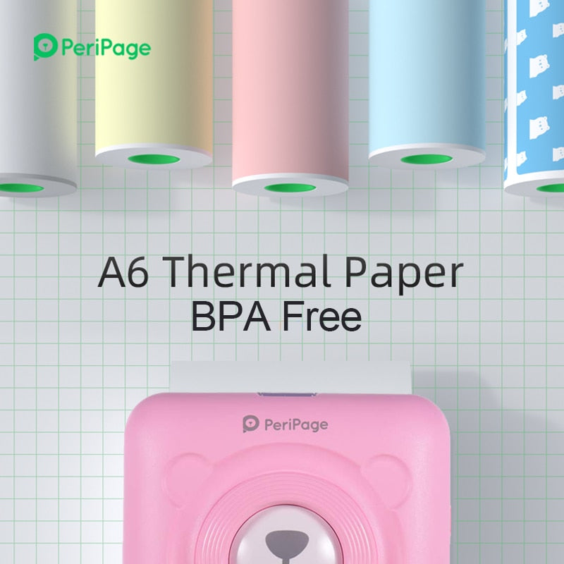 Notas de papel térmico oficial PeriPage, adhesivo, etiqueta de oso, etiqueta blanca, papel fotográfico libre de BPA Conservar de 3 a 10 años