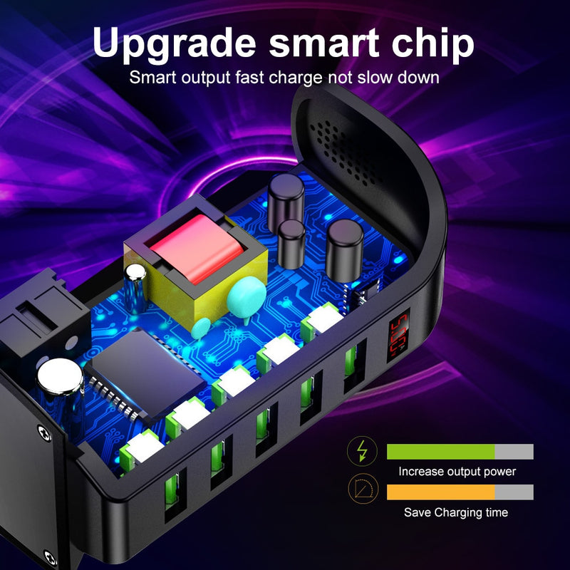 Elough 5-Port-USB-Ladegerät HUB LED-Anzeige Multi-USB-Ladestation Dock Universal-Handy-Desktop-Wand-Heim EU-US-UK-Stecker