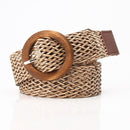 RAINIE SEAN Pu Leather Knitted Women Belt Vintage Ladies Belts for Dresses Ethnic Style Khaki Black Brown Female Waist Belt
