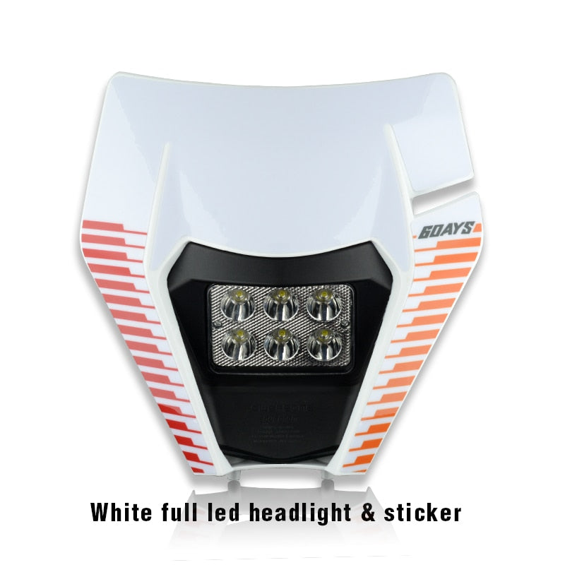 PowerZone Motorcycle LED Headlight Headlamp Head Light Supermoto Fairing For KTM EXC SXF MX Dirt Bike Enduro LED Headlight