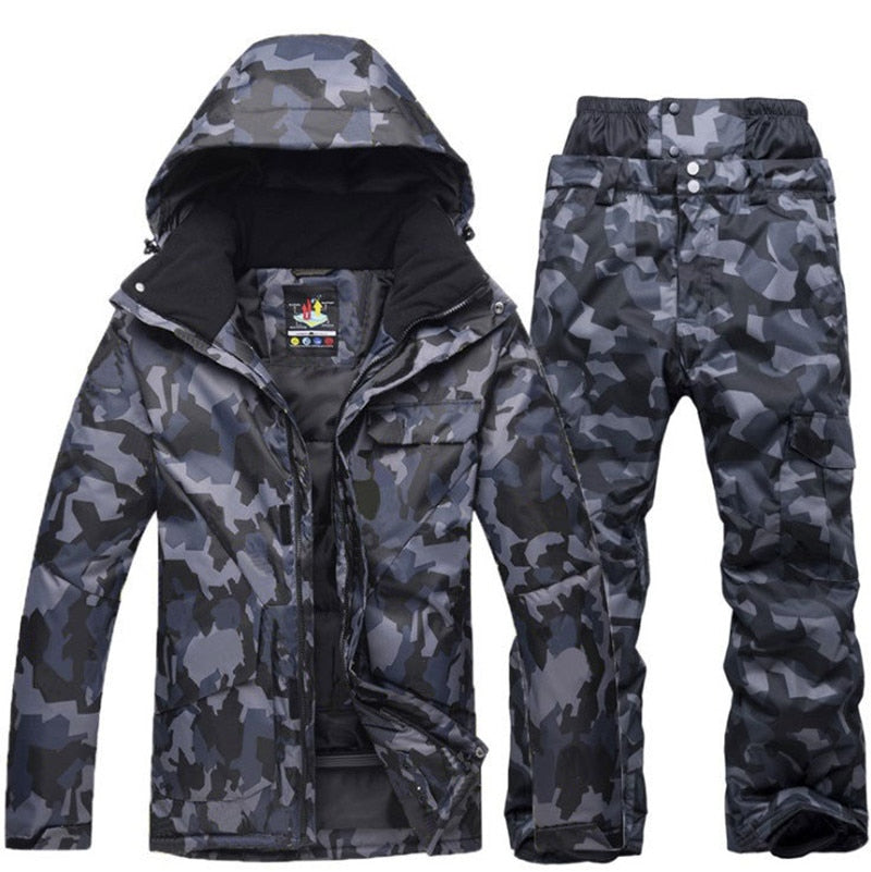 Nuevo traje de esquí de camuflaje para hombre, impermeable, transpirable, chaqueta de Snowboard, pantalones de nieve de invierno, trajes, conjuntos de esquí y snowboard para hombre