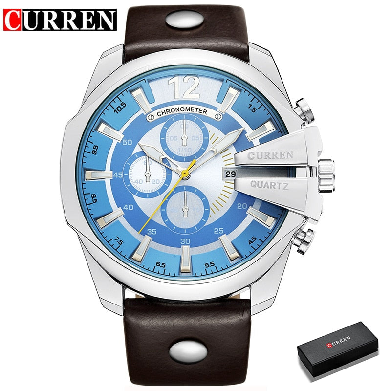 Männer Luxusmarke CURREN Neue Mode Lässige Sportuhren Modernes Design Quarz Armbanduhr Echtes Lederband Männliche Uhr