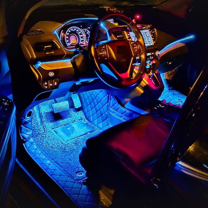 Retroiluminación Led para Interior de coche con encendedor de cigarrillos Usb ambiente ambiente luz ambiental Rgb aplicación remota Auto pie lámpara decorativa