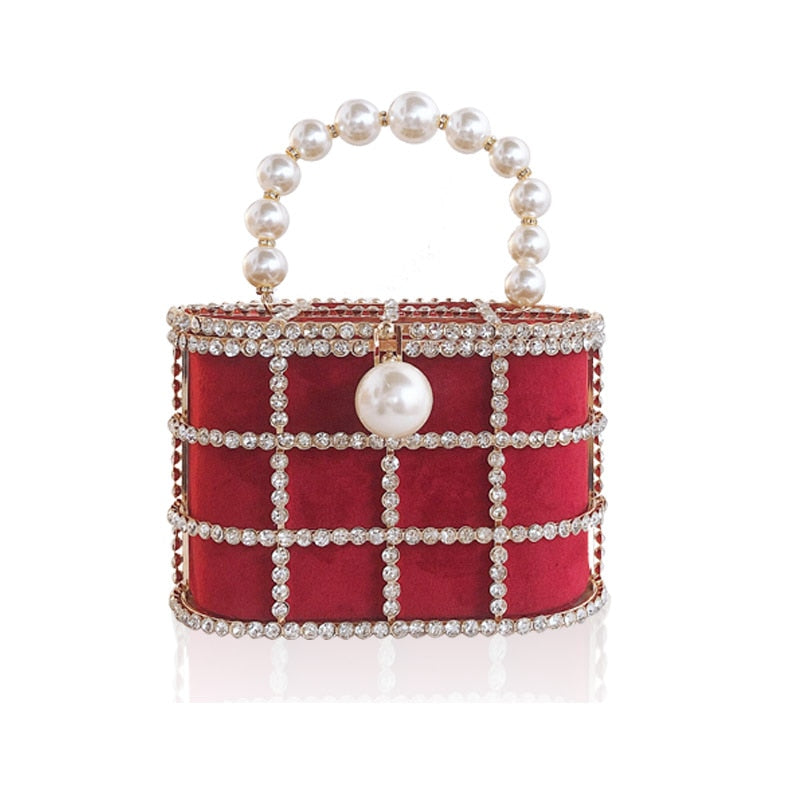 Diamonds Basket Evening Clutch Bags Women 2019 Luxury Hollow Out Preal Beaded Metallic Cage Handbags Ladies Wedding Party Purse