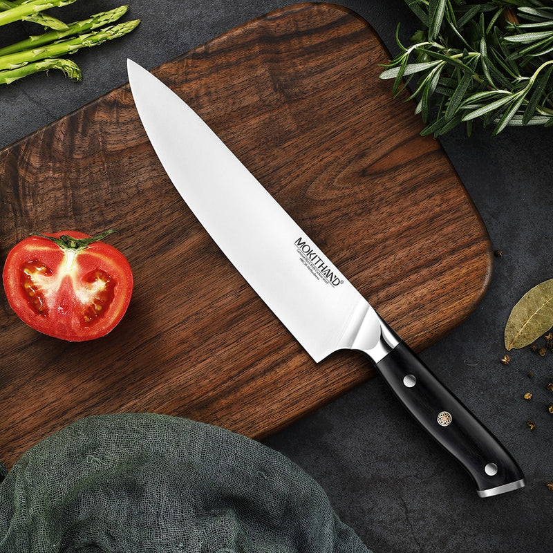 Cuchillos de cocina japoneses, juegos de cuchillos de Chef afilados, Alemania 1,4116, acero al carbono Santoku, cuchillo de cocina para deshuesar frutas hecho a mano