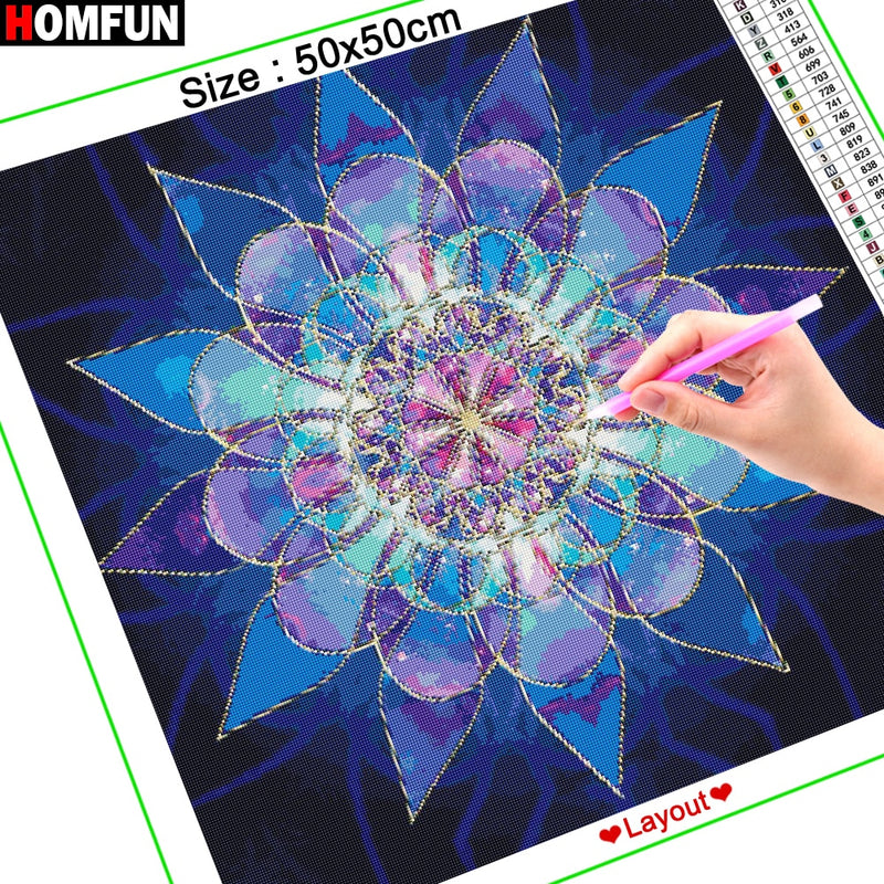 HOMFUN Diamond Embroidery DIY Diamond Painting Cross Stitch Kit &quot;Religion Mandala&quot; 5D Needlework Diamond Home Decoration A00093