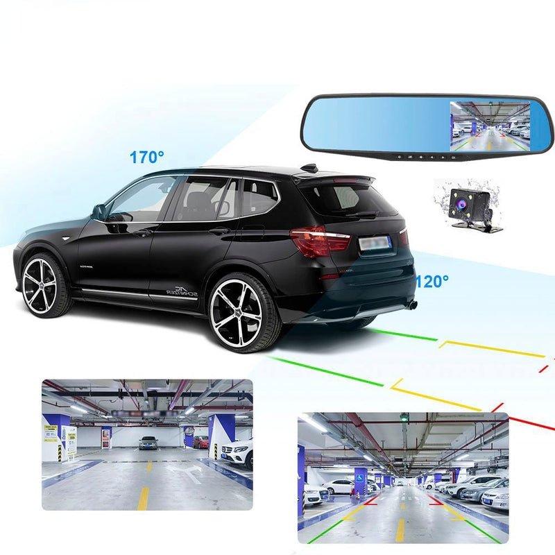 4.3&#39;&#39;Dual Lens Car Camera Auto DVR Rearview Mirror Dash Cam Cars DVRs Recorder Video Registrator FHD 1080P Night Vision Camcorde