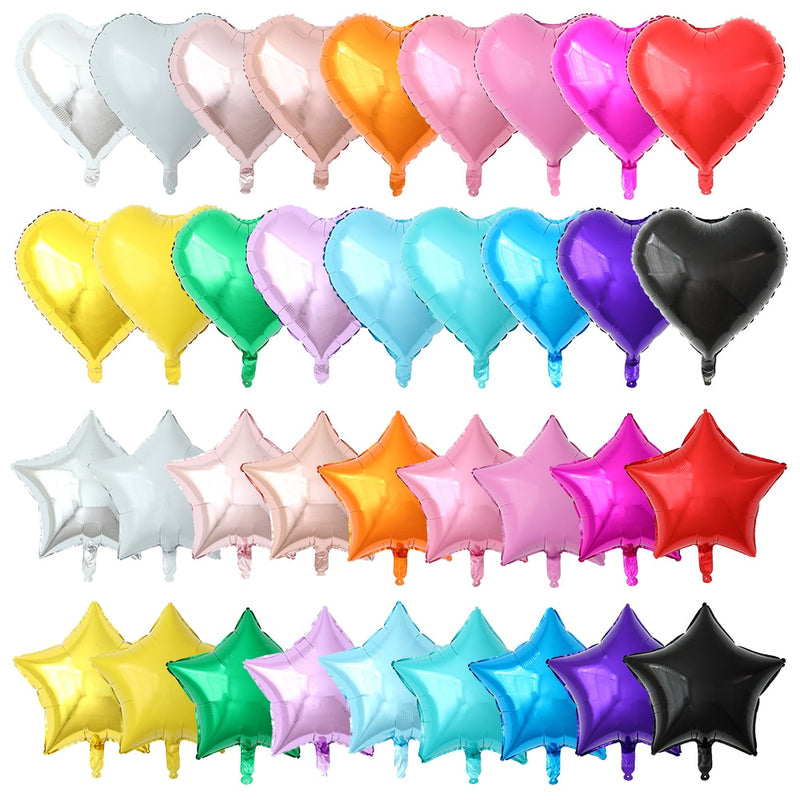 50 Uds. De Globos de aluminio con forma de corazón de estrella de 18 pulgadas, Globos inflables de helio, decoraciones para fiesta de cumpleaños, Globos de compromiso de boda para niños