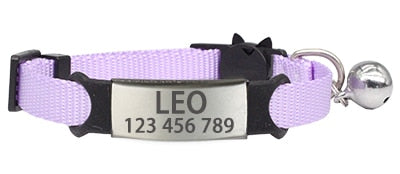 Personalisiertes ID-Gravur-Katzenhalsband, Sicherheit, Breakaway, kleiner Hund, niedliches Nylon, verstellbar für Welpen, Kätzchen, Halskette