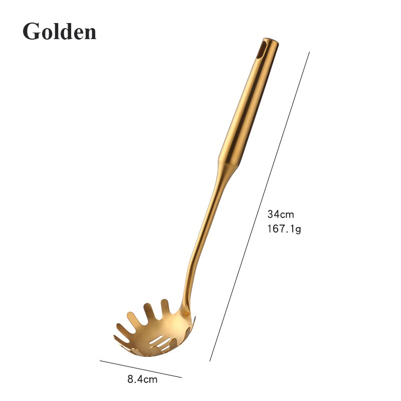 Gold cookware Stainless Steel Cooking tools spatula Shovels Turner Ladle Spoon Colander Filter Potato Mashers Kitchen Utensils