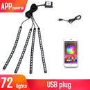 Led Car Interior Backlight With Usb Cigarette Lighter Ambient Atmosphere Mood Light Rgb Remote App Auto Foot Decorative Lamp