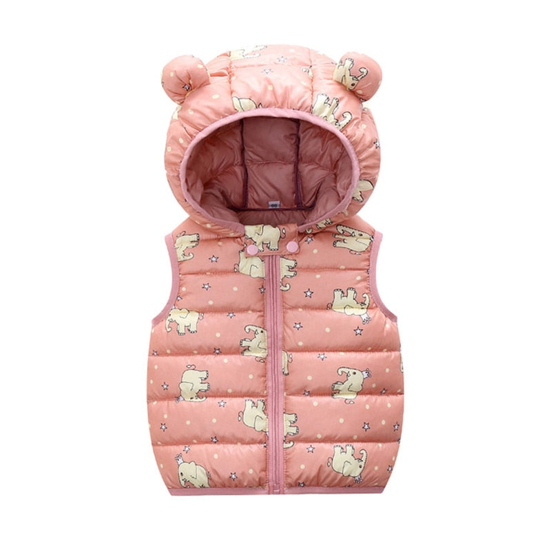 Children Warm Down Vest Autumn Baby Boys Girls Thicken Waistcoat Kids Outerwear Vests Children High Quality Hooded Jackets Vest