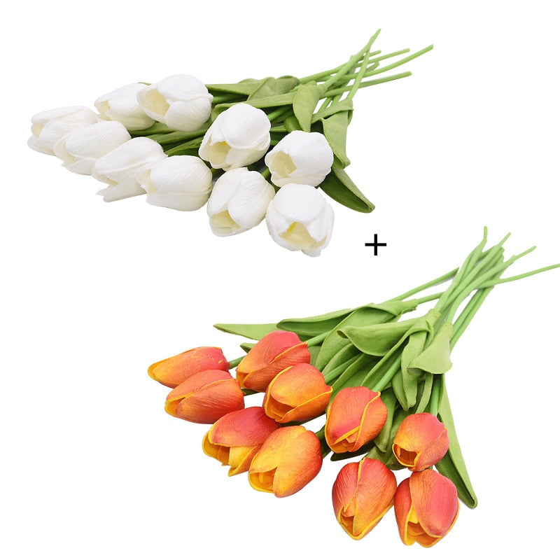 20pcs Mix Tulip Artificial Flower Real Touch Artificial Bouquet Fake Flower for Wedding Decoration Flowers Home Garden Decor