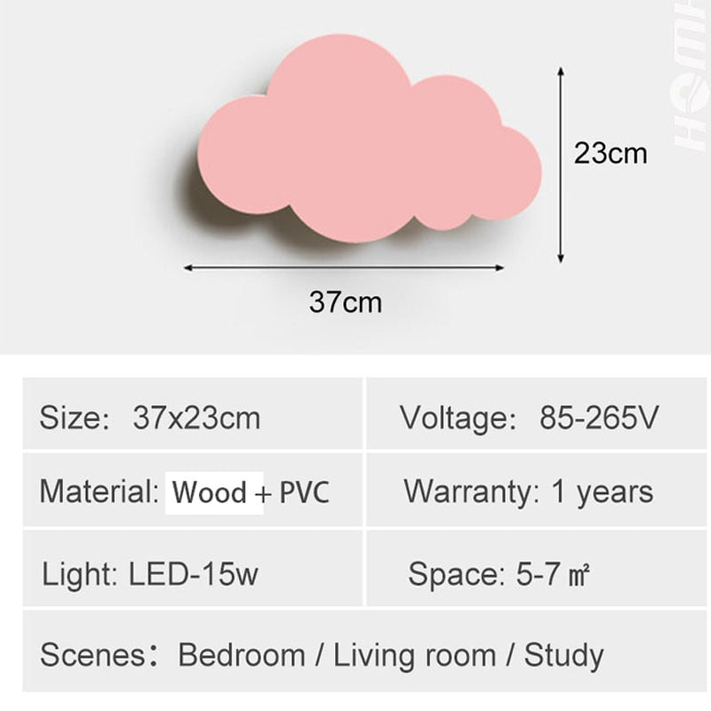 Homhi Cloud Kids Wall Decor Loft Bed Wall Light Fixture Children&