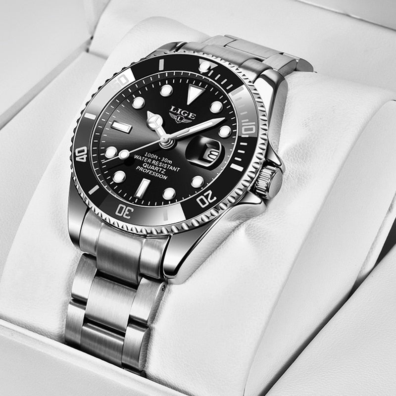 2022 nuevos relojes LIGE para hombre, reloj de pulsera de cuarzo resistente al agua de negocios a la moda, reloj deportivo de acero inoxidable de lujo para hombre