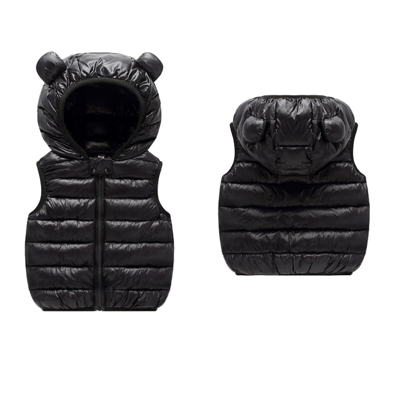 Children Warm Down Vest Autumn Baby Boys Girls Thicken Waistcoat Kids Outerwear Vests Children High Quality Hooded Jackets Vest