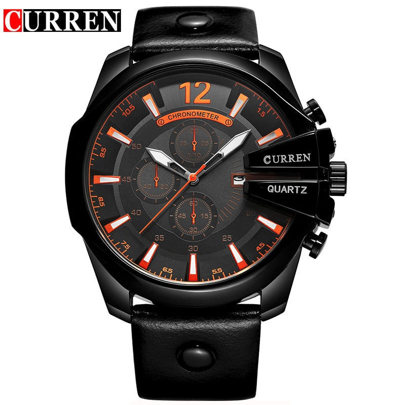 Men Luxury Brand CURREN New Fashion Casual Sports Watches Modern Design Quartz Wrist Watch Genuine Leather Strap Male Clock