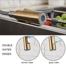 Senlesen Brushed Golden Kitchen Faucet Pull Out Spout Stainless Steel W/ Pull Down Sprayer Single Handle Kitchen Sink Faucets