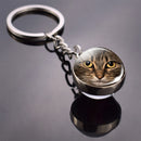 Animals Keychain Cat Dog Bear Peacock Rabbit Squirrel Phoenix Double Side Glass Ball Pendant Keyring