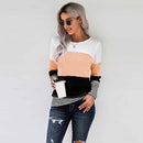 Autumn And Winter Woman Knitted Clothes Sweaters Stitching Color Long Sleeve Winter Blouses For Top Clothing For Women&