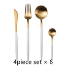 24Pcs/set Steak Knife Fork Coffee Spoon Teaspoon Gold Cutlery Kitchen Tableware Upscale Stainless Steel Western Tableware Set