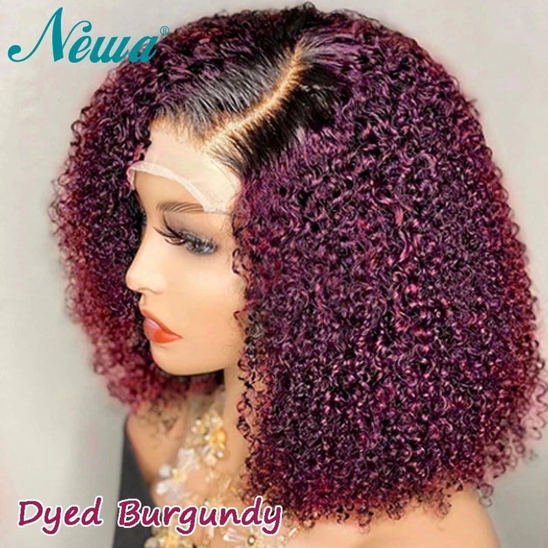 10A Newa Kurze Bob Perücke Ombré Lockiges Echthaar Perücke Vorgezupft 13x6 Brasilianische Lace Front Perücke Highlight 4x4 Closure Perücken für Frauen