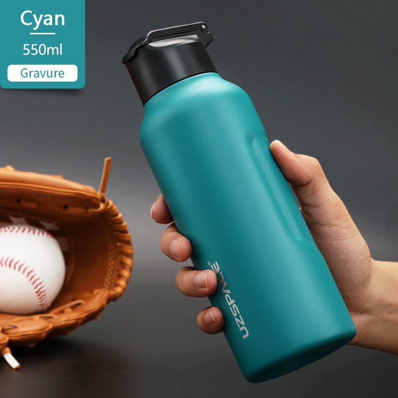 New Stainless Steel Water Bottle With Straw Direct Drinking 2 Lids Vacuum Flasks Insulated Travel Portable Thermal Climb Thermos