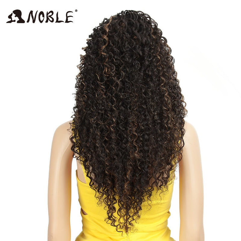 Noble Hair 26&quot;Inch Synthetic Lace Wig For Black Wig African American Long Kinky Curly Heat Resistant Fiber Wigs For Black Women