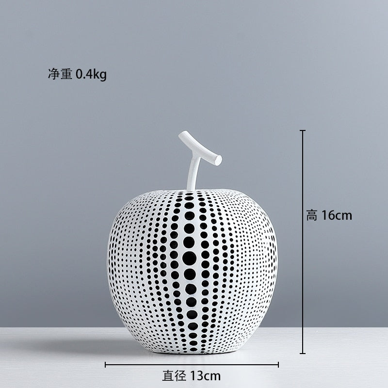 Fruit Abstract Statue Ornaments Simple Room Decor White Black Apple Pear Resin Figurine Desk Adornment Home Decoration Modern