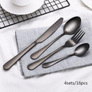 2018 Wholesale 4Pcs/set Black Cutlery Set Box Packaging Stainless Steel Western Knife Cutlery Kitchen Dinnerware Tableware Set
