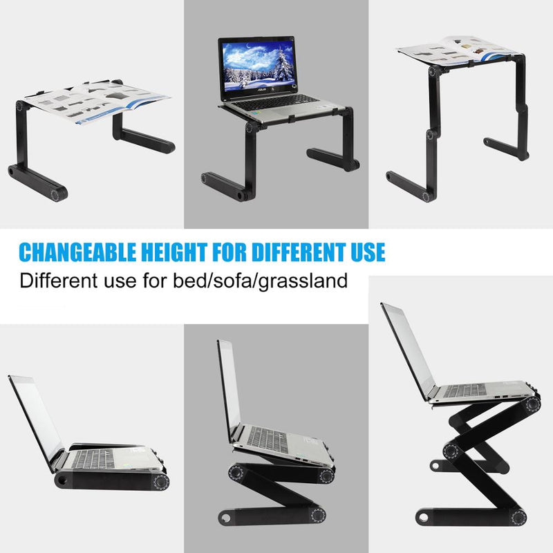 Verstellbarer Laptop-Schreibtischständer Tragbarer ergonomischer Lapdesk aus Aluminium für TV-Bett, Sofa, PC, Notebook-Tisch, Schreibtischständer mit Mauspad
