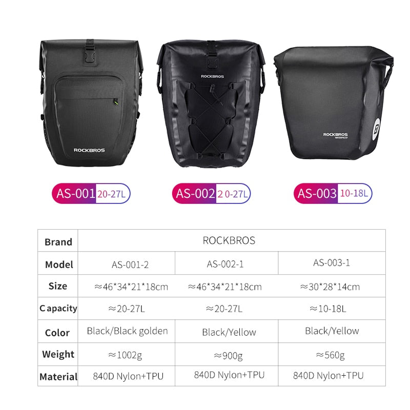 ROCKBROS Waterproof Bike Bag 27L Travel Cycling Bag Basket Bicycle Rear Rack Tail Seat Trunk Bags Pannier MTB Bike Accessories