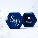 Hexagonal Velvet Ring Box Customized Single / Double Slot Hochzeit Verlobungsring Box Velvet Ring Aufbewahrungsbox Elegant Retro