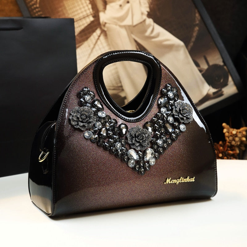 Luxus Mode Diamant Frauen Handtasche Weibliche Knödel Tasche Echtes Leder Tote Bag Damen Neue Party Schulter Messenger Bags