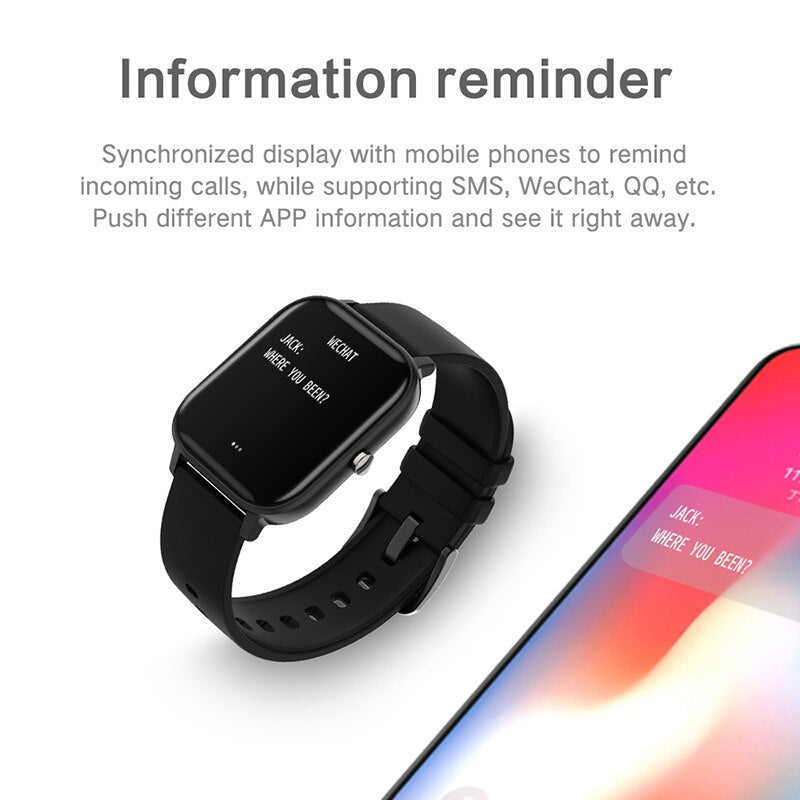 LIGE New P8 Damen Smart Watch Fashion Sport Vollbild-Touch-Herzfrequenz-Blutdrucküberwachung wasserdichte Uhr für Xiaomi