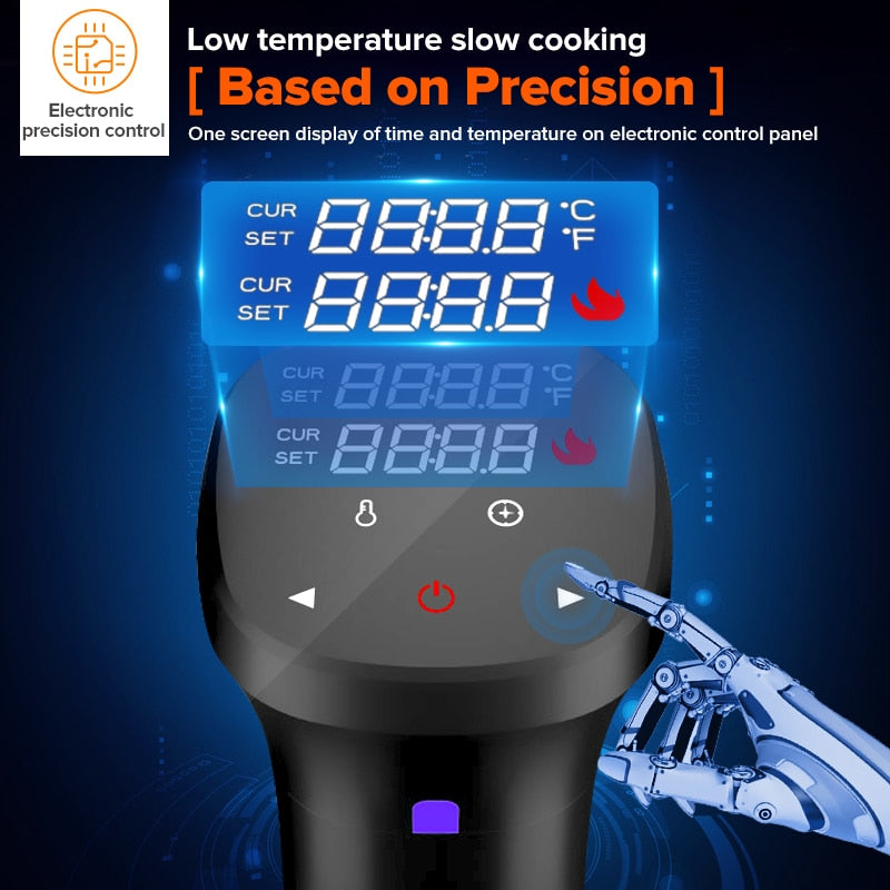 AUGIENB IPX7 Waterproof 1800W LCD Touch Sous Vide Cooker Cooking Machine Sturdy Immersion Circulator Accurate Slow Cooker