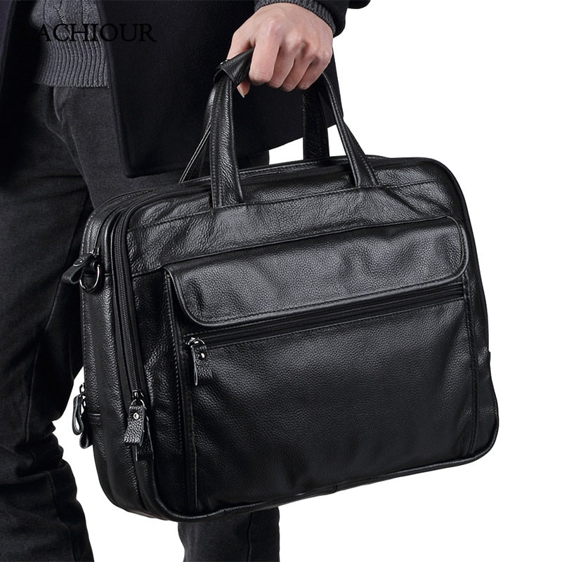 Bolso grande de cuero para hombre, bolso de viaje de negocios de cuero genuino para hombre, bolso de hombro para ordenador portátil de 15,6 pulgadas, bolso de negocios A4