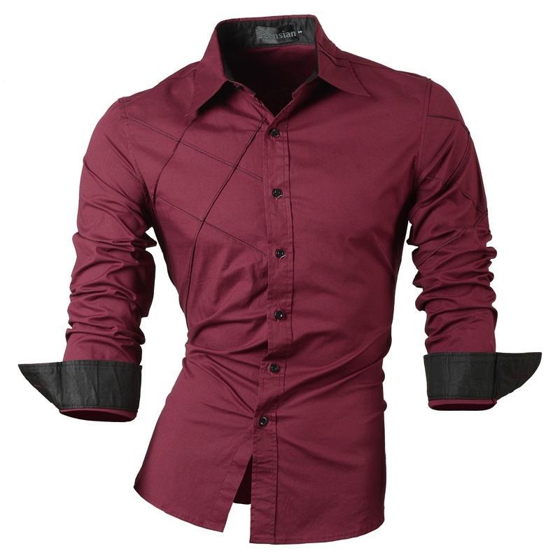 jeansian Spring Autumn Features Shirts Men Casual Long Sleeve Casual Male Shirts Zipper Decoration (No Pockets) Z015