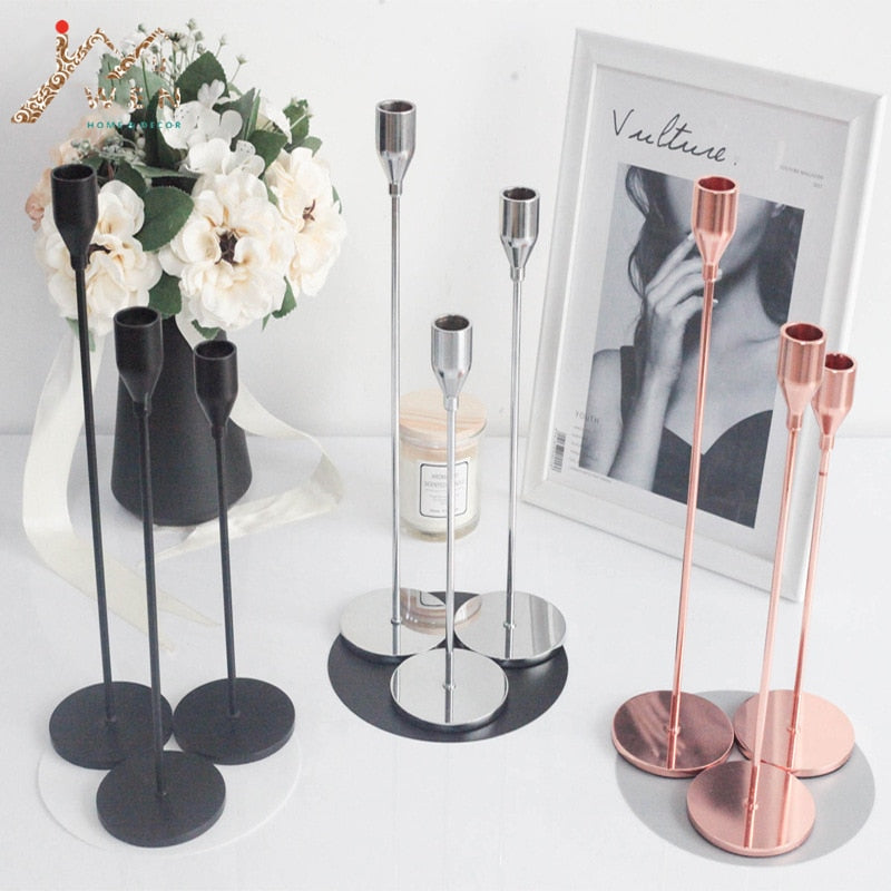 IMUWEN Metal Candle Holders Luxury Candlestick Fashion Wedding Candle Stand Exquisite Candlestick Candelabra Table Home Decor