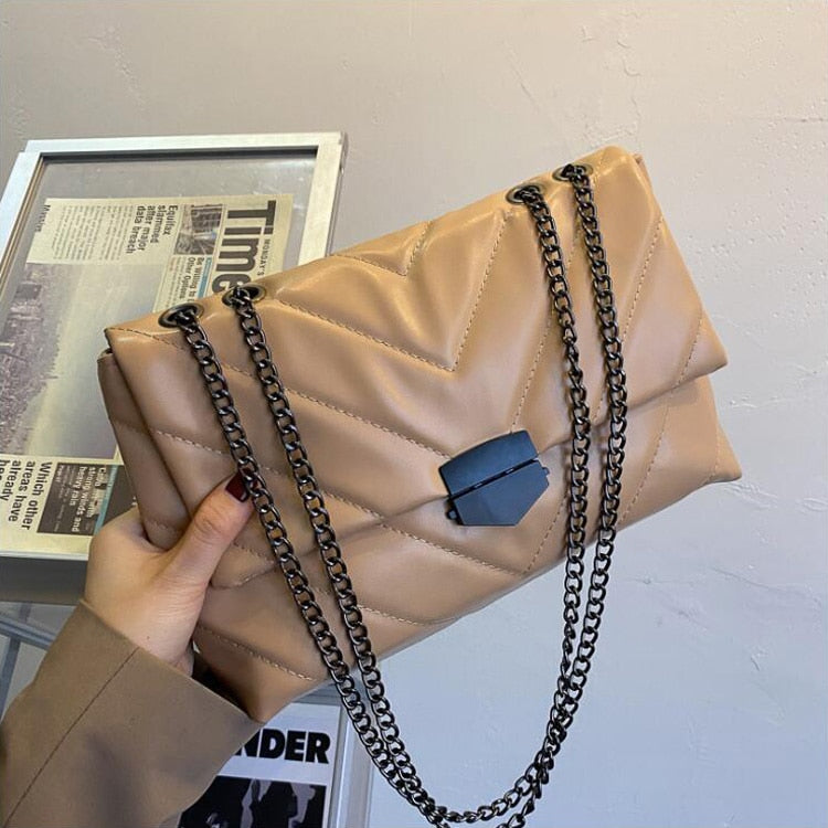 Nuevos bolsos cruzados de cadena informales para mujer, bolso de hombro sencillo a la moda, bolsos de diseñador para mujer, bolsos de mensajero de cuero PU