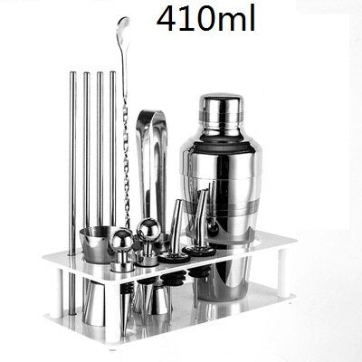 Cocktail Shaker Bar Set Plactic&Wood Holder Stainless Steel Copper Plated Cocktail Shaker Bartender browserKit Bars Set Tools